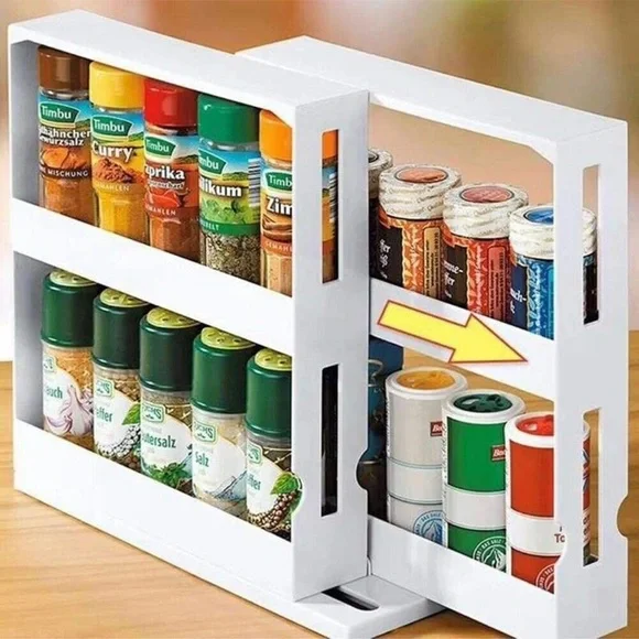 Rotating Spice Rack Organizer, Double Layer Spice Jar Holder - Picture 1 of 9